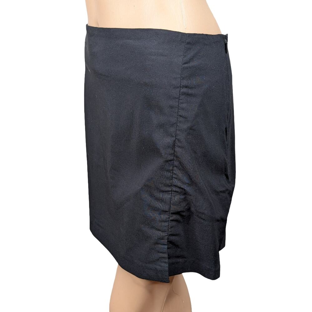 ASOS Black Front Slit Mini Skirt SZ 12 | Mid Rise Knit 90s Y2K Minimalist - Picture 5 of 9